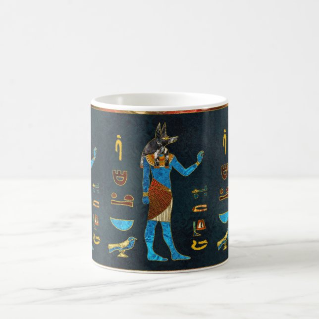 Mug Verre d'or d'Anubis, bleu et rouge égyptien (Centre)