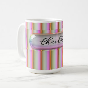 Mug Verre iridescent personnalisé Nom personnalisé Mod