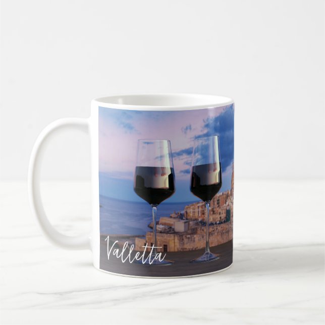 Mug Verres à vin avec vue coucher de soleil sur La Val (Gauche)