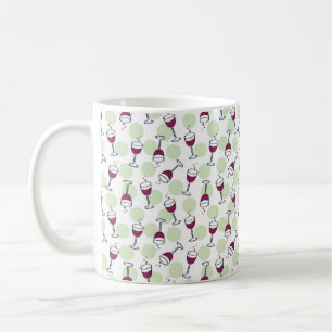 Mug Verrres à vin rouge Melot Bulles Illustration