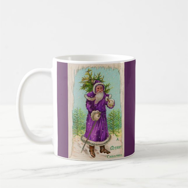 Mug vers 1910 Père Noël en robe violette (Gauche)