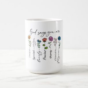 Mug Verse de la Bible Inspiration Fleur sauvage Christ