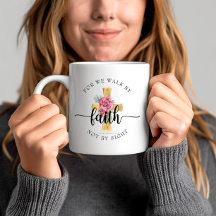 Mug Verset biblique moderne à croix florale