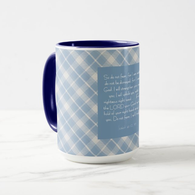 Mug Verset biblique personnalisable Ésaïe 41:10, 13 (Devant gauche)