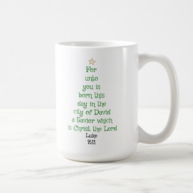 Mug Verset de l'arbre de Noël (Luc 2:11) (Droite)