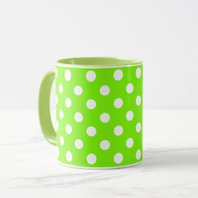 mug vert, blanc et vert à pois (Devant gauche)