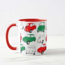 Vert, blanc, rouge Vintage italien Motif de voitur