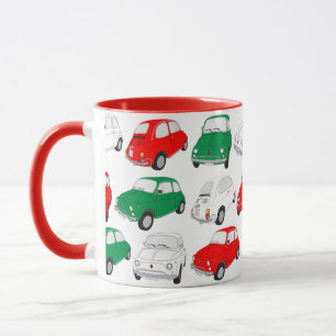 Mug Vert, blanc, rouge Vintage italien Motif de voitur