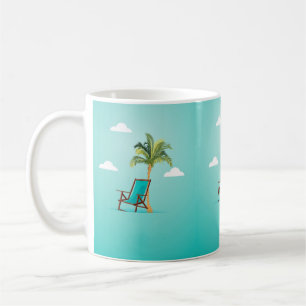 Mug Vert de Seafoam de palmier de chaise de plage