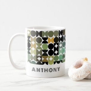 Mug Vert Jaune Brown Noir Midsiècle Art Motif