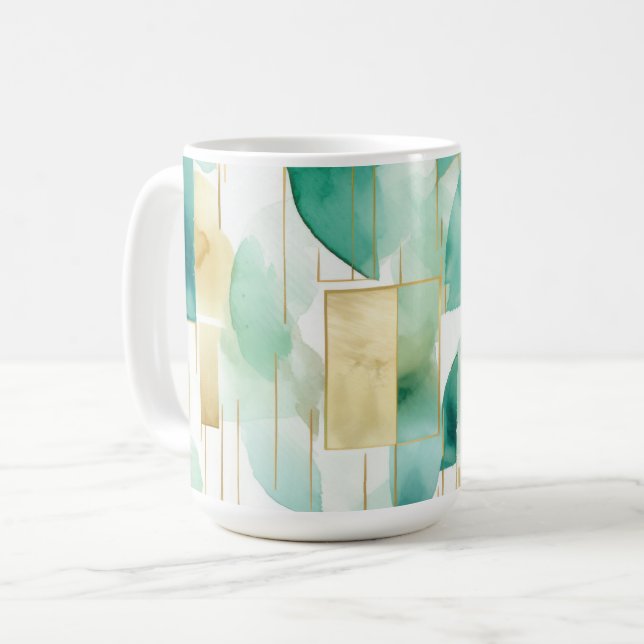 Mug Vert Or blanc Abstrait (Devant gauche)