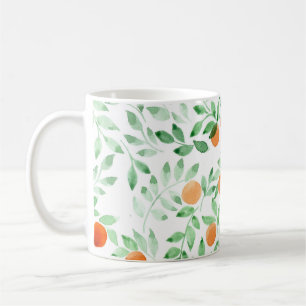 Mug Vert orange Tangerine Provence Aquarelle