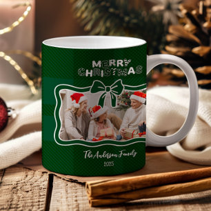 Mug Vert rétro à carreaux Noël fantaisiste