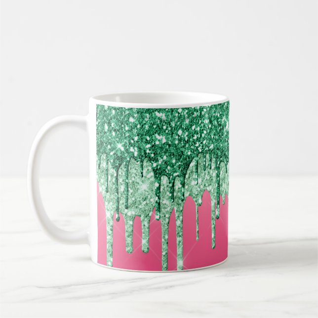 Mug Verte Parties scintillant gouttes Pink Glam Trendy (Gauche)