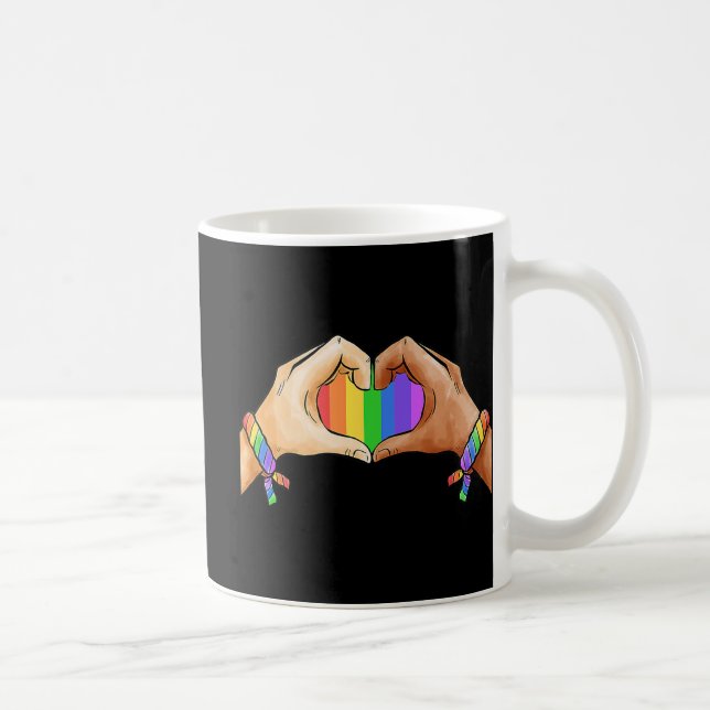 Mug Vêtements gay pride LGBT Arc-en-ciel Unité cardiaq (Droite)
