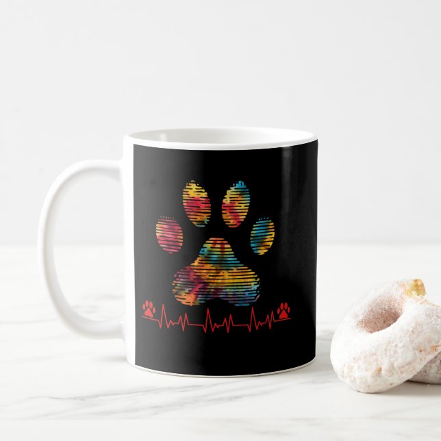 Mug Vétérinaire Arc-en-ciel Empreinte de patte Heartbe (Avec donut)