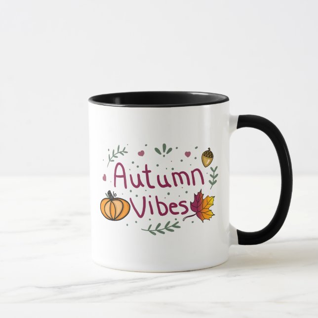 Mug Vibes Automne Feuilles, Acornes Citrouilles (Droite)