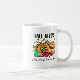 Mug Vibes D'Automne Et Que Para Enseignant Vie Leopard