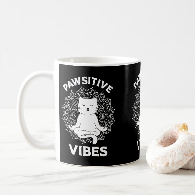 Mug Vibes de Pawsitive Zen Kitty Chat Propriétaires Ch (Avec donut)