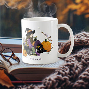 Mug Vibes de sorcière cosy Halloween Citrouille violet