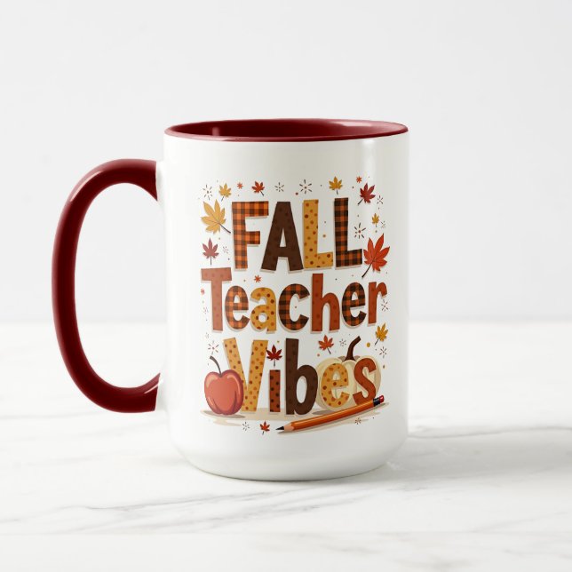 Mug Vibes d'enseignant d'automne personnalisées (Gauche)