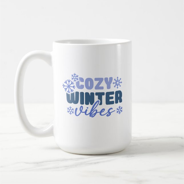 Mug Vibes d'hiver confortables - Typographie du flocon (Gauche)