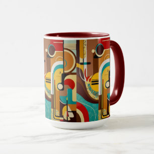 Mug Vibes du milieu du siècle   Conception jaune et Br