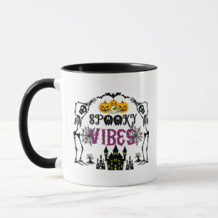 Mug Vibes éffrayantes Skeletons Skuls Spiderwebs Hallo