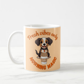 Mug Vibes fraîches et café Jouer Chiot Artwor numériqu