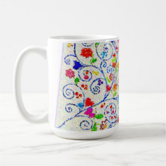 Mug Vibrant All-Over Mosaic Abstract Hearts & Swirls