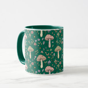 Mug Vibrant Deep Champignons Émeraude Motif Sans Coutu