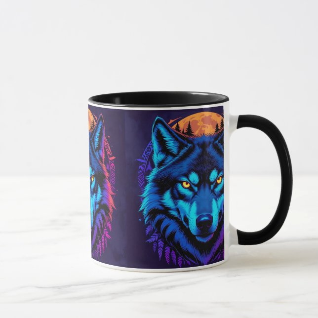 Mug Vibrant Loup Stare Wildlife Fierce Gaze (Droite)