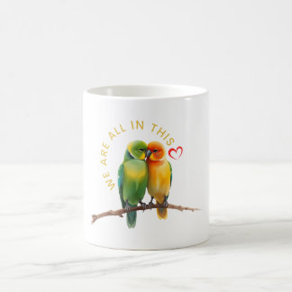 Mug Vibrant Lovebirds & Hearts Watercolor Illustration