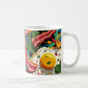 Mug Vibrant Pop Art Motif Abstrait des oeufs et du bac