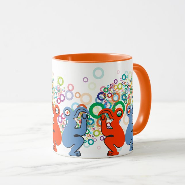 Mug Vibrant Rouge et bleu Eastern Island Bird Design (Devant droit)