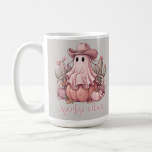 Mug Vibrations Effrayantes Fantôme Rose et Citrouilles
