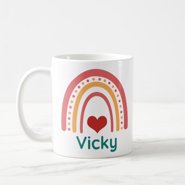 Mug Vicky Name Vintage Boho Rainbow (Gauche)