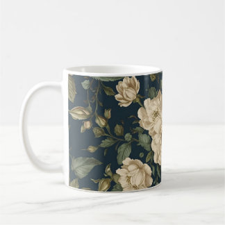 Mug Victorian Navy & Cream Floral Botanical Blanket