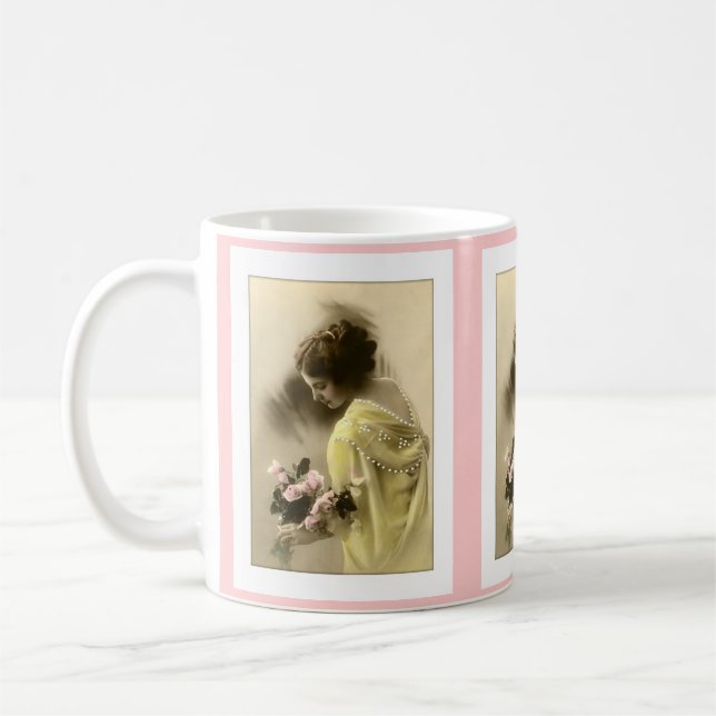 Mug Victorian woman roses, romantic (Gauche)