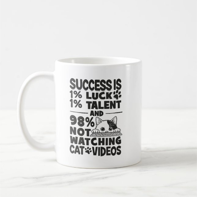 Mug Vidéos de succès contre chats - Drôle Motivationne (Gauche)