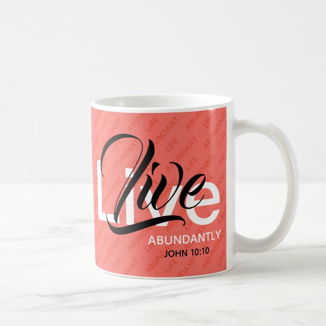 Mug VIE ABONDANTE Foi inspirante chrétienne Corail (Droite)
