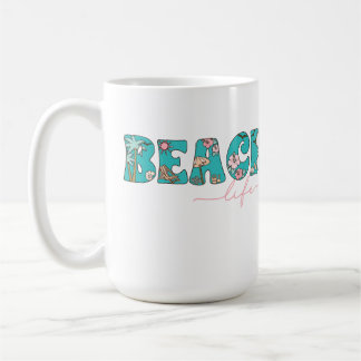 MUG VIE DE PLAGE ROSE ET VERTE DIRE