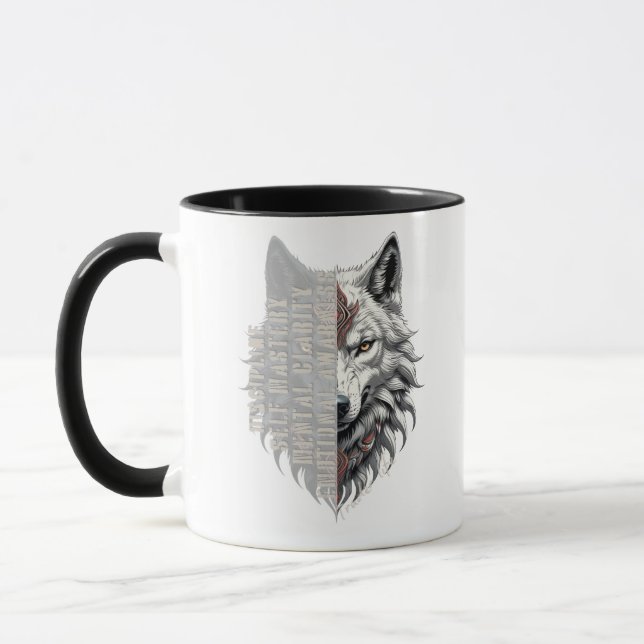 Mug Vie du professionnel | Loup blanc avant | Dos loup (Gauche)