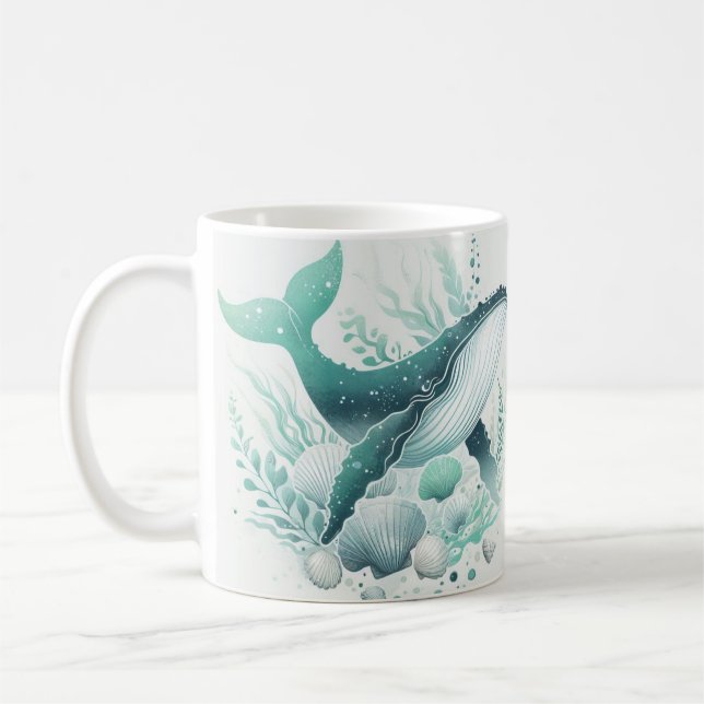 Mug Vie marine océanique de baleine turquoise (Gauche)