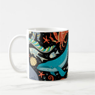 Mug Vie marine sauvage : vintage colorée.