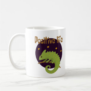 Mug Vie positive Kawaii drôle mignon vert Chameleon