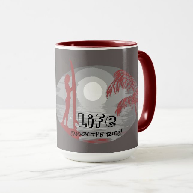 Mug Vie - Profitez De La Fille De Surfer À Ride (Devant droit)