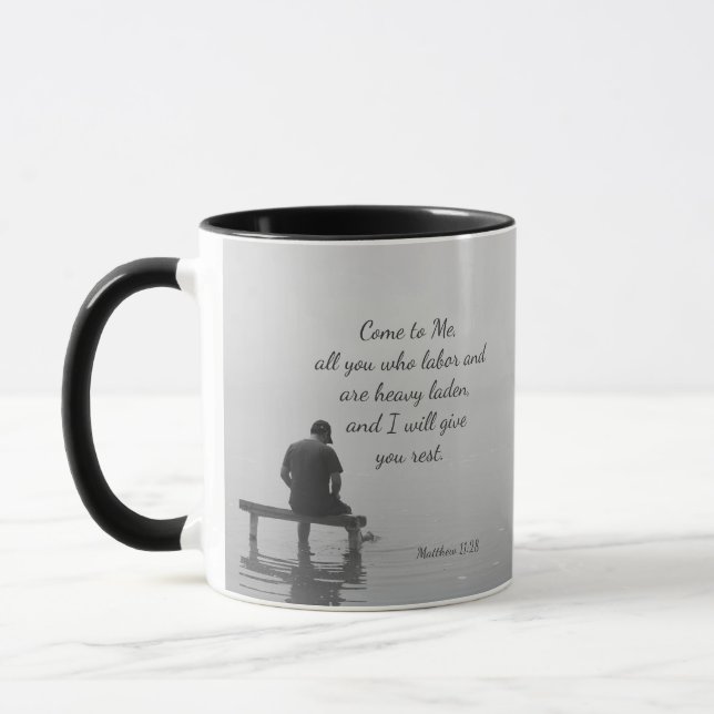 Mug Viens à Moi, je te reposerai, Matt 11:28 (Gauche)