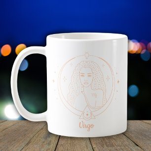 Mug Vierge Ligne d'Art Zodiaque Blanc Pêche