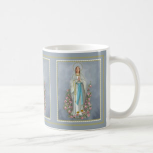 Mug Vierge Marie béni du chapelet w/roses